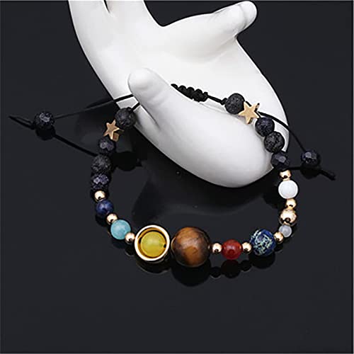 ONLYJUMP Planet Bracelet Solar System Universe Galaxy Bracelet Handmade Natural Stone Bead Bracelet String Adjustable Astronomy Gifts Bangle for Women Men - color: Planet