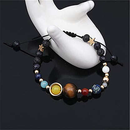 ONLYJUMP Planet Bracelet Solar System Universe Galaxy Bracelet Handmade Natural Stone Bead Bracelet String Adjustable Astronomy Gifts Bangle for Women Men - color: Planet