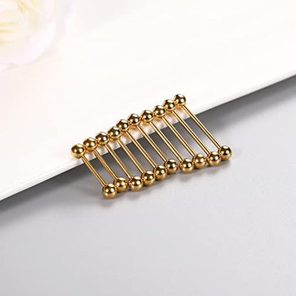GAGABODY 5 Pairs Nipple & Tongue Rings - 14G Surgical Steel Screw Barbell - Straight, 12mm-20mm - color: Gold
