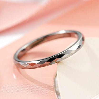 THREE KEYS JEWELRY Tungsten Wedding Band for Men Women Silver Hammered | 2mm, 8mm, Engagement Gift, Comfort Fit, Silver, Hammered - color: Silver 2mm