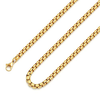 Mens Chain Necklaces, Stainless Steel Rolo Chain Necklace for Men & Women - color: 18K Gold Plated 5mm