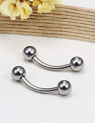 14G 16G Eyebrow Piercing Jewelry G23 Titanium Curved Barbell Eyebrow Ring Vertical Labret Lip Jewelry Rook Daith Earrings Piercing Jewelry for Women Men 6mm 8mm 10mm 12mm 14mm 16mm - color: 14G-12mm