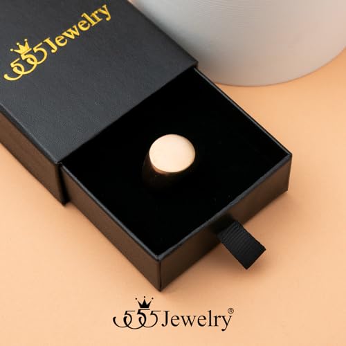 555Jewelry Stainless Steel Solid Plain High Polish Round Signet Ring for Men - color: Rose Gold Matt