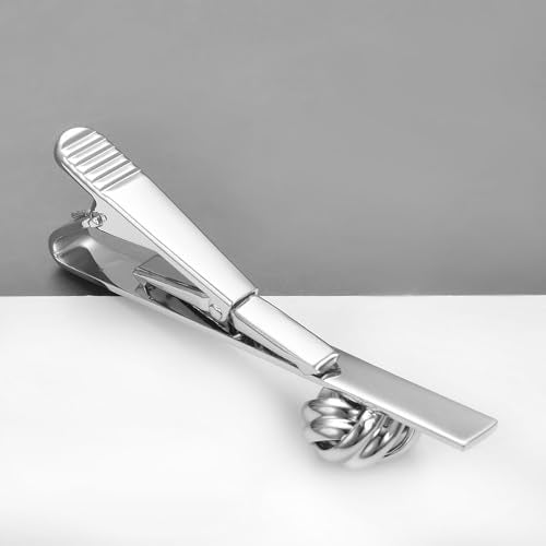 Pearl Rose Tie Clip Cufflinks Set for Men Gold Silver Gun-black Cufflinks and Tie Clip Groom Wedding Business Jewelry - style: Knot-Silver