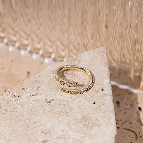 PAVOI 14K Gold Plated Cubic Zirconia Open Twist Eternity Band for Women - color: Yellow Gold, size: 5