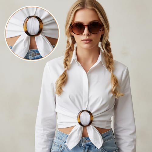 7pcs Tshirt Clip, Shirt Ties Clips for Women, Elegant Tshirt Ties Rings, Simple Resin Tshirts Clips For Women for The Side for Woman Girls, Buckles, Fasteners Sewing Supplies