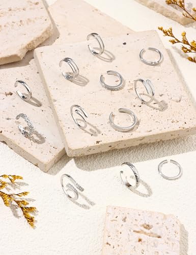 12Pcs Toe Rings for Women - 14K Gold Filled Toe Ring Non Tarnish Adjustable Simple Hug CZ Thin Band Toe Rings Summer Beach Foot Jewelry for Women - style: A-Silver