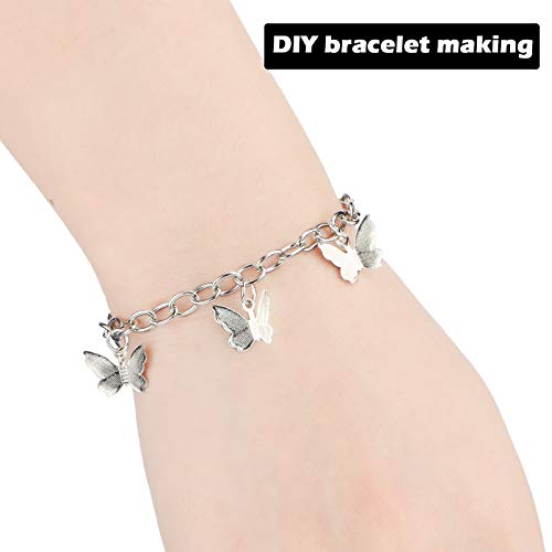 Hicarer 24 Pieces Bracelet Chains Bulk with Ot Toggle Clasp Alloy Link Chains DIY Jewelry Making Bracelets for Women DIY Jewelry Valentine's Crafts Supplies(Silver) - color: Silver
