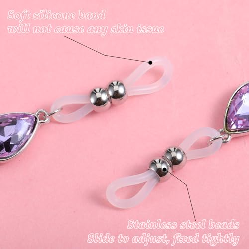 Pearls Nipple Rings Non Piercing, Purple Rhinestone Nipple Clips Adjustable Nipples Jewelry for Women, Non Pierced Pendant Faux Nipples Piercing Body Chains
