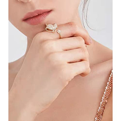 Gold-Plated Butterfly Rings - Vintage Snake Statement Rings with Cubic Zirconia for Women Adjustable Open Rings - style: Butterfly Cubic Zirconia