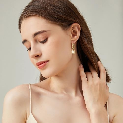 Crystals Teardrop Dangle Drop Earrings, 18K Gold Plated Hoop Earrings Zirconia Jewelry for Women Gifts - color: Champagne-Long