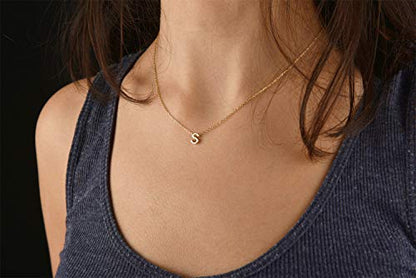 MOMOL Tiny Initial Necklace 18K Gold Plated Small Letter Necklace Personalized Name Necklace for Women - color: Gold H