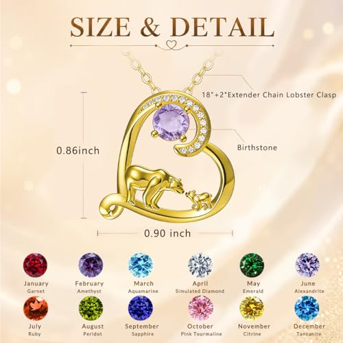18K Gold Plated Mama Bear/Elephant Necklace for Women Birthstone Necklace Mothers Day Jewelry Gifts for Mom Wife Her - color: Bear
