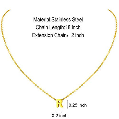 MOMOL Tiny Initial Necklace 18K Gold Plated Small Letter Necklace Personalized Name Necklace for Women - color: Gold R