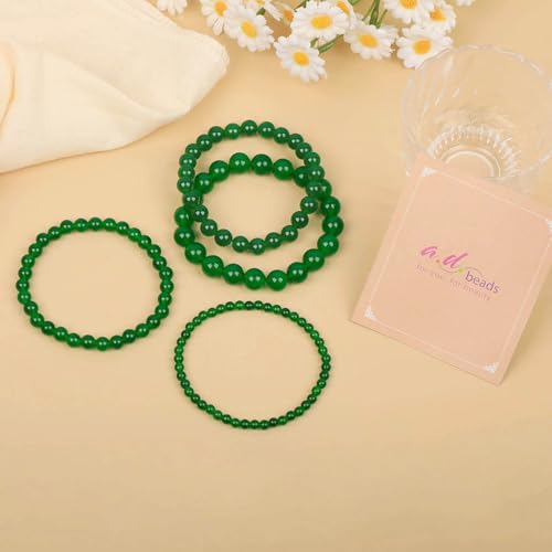 AD Beads Handmade Gemstone Stretch Elastic Bracelet Crystal Healing Reiki Nature's Beauty and Spiritual Essence Unisex (10mm, Green Jade (Heart Opening)) - color: Green Jade (Heart Opening), size: 10mm