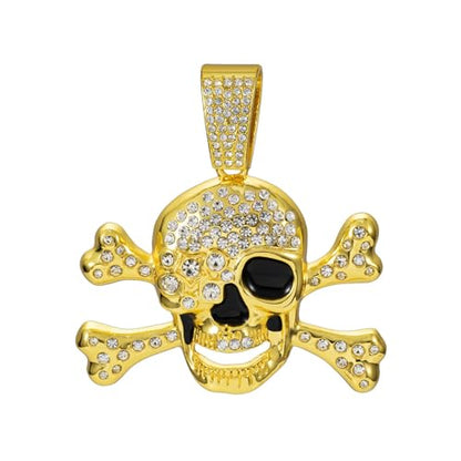 Slip Chain Choker for Women Handmade Black Stainless Steel Cuban Chain Chunky Moon Bat Raven Skull Pendant Gothic Punk Rock Collar Adjustable Lariat Y Necklace for Men - style: Golden Skull