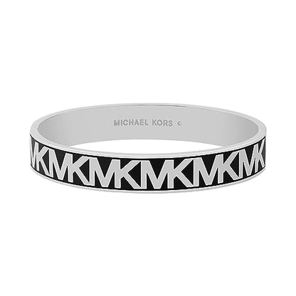 Michael Kors Silver-Tone Bracelet for Women; Bracelets; Jewelry for Women - color: Silver/Black MK Bangle