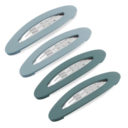 4PCS Large Matte Blue Snap Hair Clips for Women and Girls, 3.5 Inch Non-Slip Barrettes Hair Accessories for Thick or Fine Hair - color: Blue, size: 4 Count (Pack of 1)