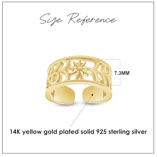 Adjustable Flower Toe Ring for Women | Metal: Sterling Silver - color: yellow-gold