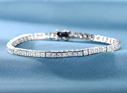14K White Gold Plated 3.0mm Bracelet Classic Hypoallergenic Cubic Zirconia Tennis Bracelet for Women 6.0-8.5 Inch - size: 8.5 inch