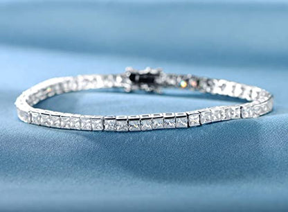 14K White Gold Plated 3.0mm Bracelet Classic Hypoallergenic Cubic Zirconia Tennis Bracelet for Women 6.0-8.5 Inch - size: 8.5 inch