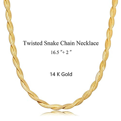 CHESKY 14K Gold/Silver Plated Snake Chain Necklace Herringbone Necklace | Gold Necklace for Women,layered Herringbone Necklace,1.5/3/5MM(W) 14"/16"(L) ,Mothers Day Gifts for Mom,Jewelry - color: gold, style: twisted