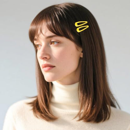 ELANE 80 Pcs Metal Snap Hair Clips for Women,Small Snap Barrettes for Women Girls Thick Fine Hair (Yellow) - color: Yellow