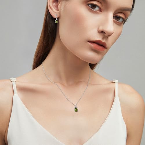 immobird 925 Sterling Silver Infinity Birthstone Jewelry Set Teardrop | Birthstone Necklace and Earring Set, Small Pear-shape Pendant, Drop Earring, Timeless Gift for Her, Daily Wear, Nice Gift Box - color: 08-Aug.