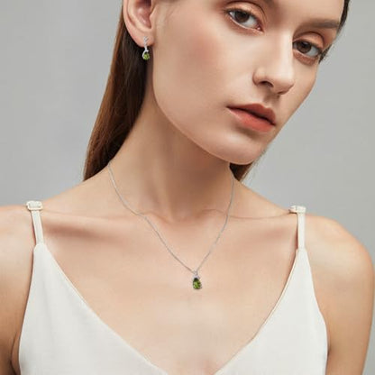 immobird 925 Sterling Silver Infinity Birthstone Jewelry Set Teardrop | Birthstone Necklace and Earring Set, Small Pear-shape Pendant, Drop Earring, Timeless Gift for Her, Daily Wear, Nice Gift Box - color: 08-Aug.