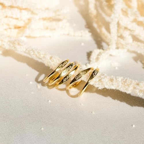 CAITLYNMINIMALIST 18K Gold Sterling Silver Name Ring Skinny Stackable Custom Name Ring Personalized Stacking Rings Gift for Bridesmaids