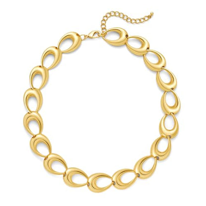 Chunky Necklace for Women 18K Gold Plated Statement Adjustable Thick Link Chains Paperclip Chain Choker Trendy Fashion Jewelry Gifts - style: Teardrop 130
