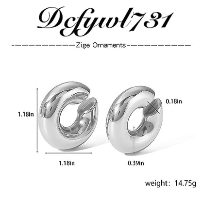 Ear Cuffs Non Piercing Aretes De Mujer Gold Chunky Earrings for Women Clip On Earrings Non Tarnish Gold Earrings Gifts Trendy Stuffers - color: 1Pairs Silver Chunky Ear Cuff