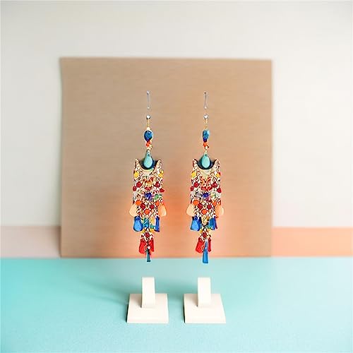 Essencedelight Crystal Beaded Tassel Earring Long Beaded Dangle Earring Fringe Hook Earring for Women Bridal Wedding - color: mixed color
