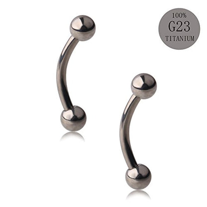 20g 18g 16g 14g Rook Piercing Jewelry Titanium Externally Threaded Curved Barbell Eyebrow Tragus Helix Conch Lobe Labret Earrings Lip Rings Body Piercing Jewelry For Women Men Ball Spike 6mm-19mm - size: 16G - 6mm Ball