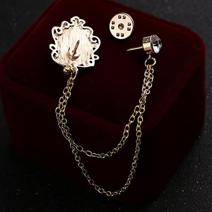 Men's Gem Brooch Lapel Pin Badge Hanging Chains Collar Brooches Pin for Career Suit Tuxedo of Shirts Tie Hat Scarf for Boyfriend Father Birthday - color: Black