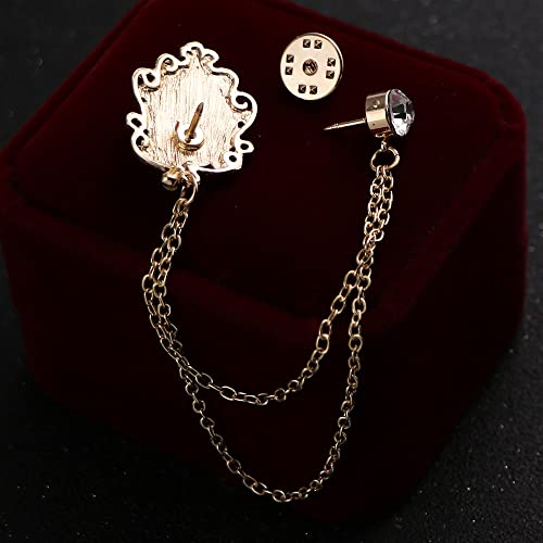 Men's Gem Brooch Lapel Pin Badge Hanging Chains Collar Brooches Pin for Career Suit Tuxedo of Shirts Tie Hat Scarf for Boyfriend Father Birthday - color: Blue