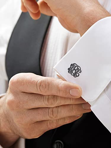 Custom4U Custom Photo Cufflinks for Men Father of the Bride Gifts - color: E-Monogram-Black