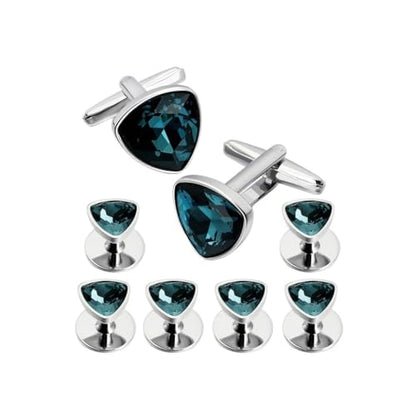 Men's Cufflinks Stud Earrings Set Best Gifts for Wedding Black Red Shirt Accessories - color: Gray