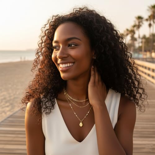 Gold Layered Necklaces for Women, 14K Gold Plated Paperclip Snake Chain Necklace Set, Dainty Coin Cross Tear Pendant Layering Choker Necklaces, Simple Trendy Stackable Jewelry Gifts - color: 3PCS / Teardrop & Chain& Chain