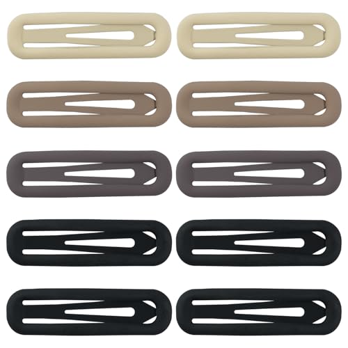 10pcs Snap Hair Clips, 2.76'' Long Snap Clip, Matte Hairpin Accessories for Women Girls, Nonslip Metal Barrettes, Neutral Color - color: 2.76'' Rectangle Neutral