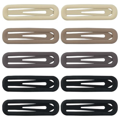 10pcs Snap Hair Clips, 2.76'' Long Snap Clip, Matte Hairpin Accessories for Women Girls, Nonslip Metal Barrettes, Neutral Color - color: 2.76'' Rectangle Neutral