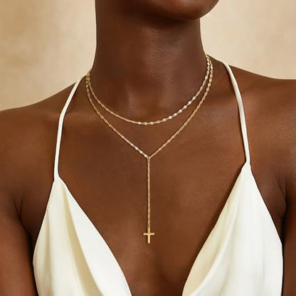CHESKY Long Necklace for Women, 14k Gold Plated/Streling Silver Lariat Y Necklaces - style: y necklace 15