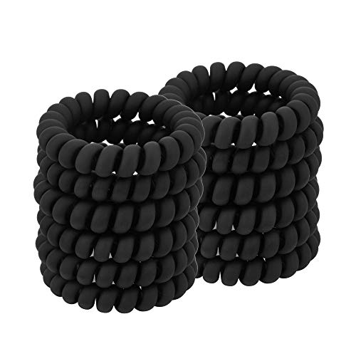 Spiral Coil Hair Ties for Women (Matte Black, 12 Pcs) - No Crease Ponytail Holders for Thick and All Hair Types, Plastic Spiral Ties - color: Black Matte 5.5CM(12PCS)