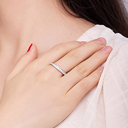 Jude Jewelers 3mm Stainless Steel Cubic Zircon Filled Stackable Eternity Wedding Band Ring - color: Silver
