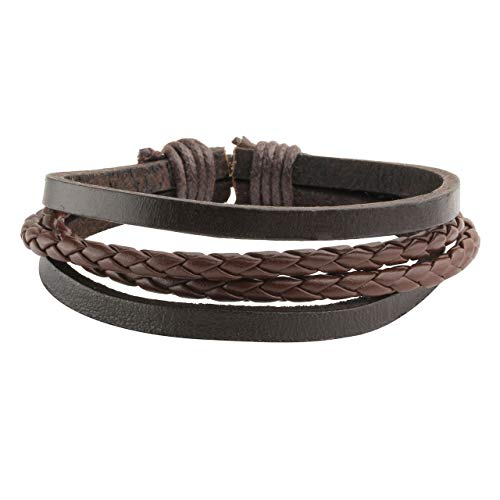 6-12PCS Braided Faux Leather Bracelet Punk Cuff Wrap Bracelets for Men Women Adjustable - color: A1:6pcs