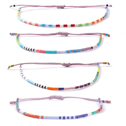 Stack Seed Beaded Bracelets Rope String Set For Women, Handmade Romantic Adjustable Braided Jewelry, Summer Beach Party Friendship Gift - color: Sag Cap Pis Aqu
