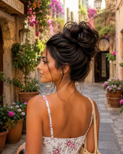 CAISHA Small Scrunchy Updo Hairpiece Ponytail Extensions Hair Tie Brown G2C - color: brown #4A G2C