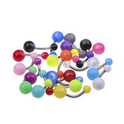 14G Body Piercing Jewelry Surgical Steel Belly Button Rings Tongue Rings Packs Silicone Spike Ball Barbell Belly Tongue Nipple Rings Piercing for Women - style: Acrylic belly rings 20pcs