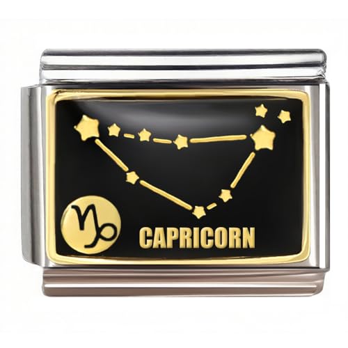 Italian Charm Bracelet Link, 12 Zodiac Constellation, 9mm, Sign Charm - color: Capricorn (12.22 ~ 1.19)
