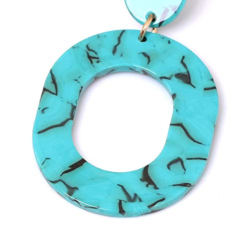 Acrylic Earrings For Women Statement Geometric Earrings Resin Acetate Drop Dangle Earrings Mottled Hoop Earrings Fashion Jewelry - color: turquoise